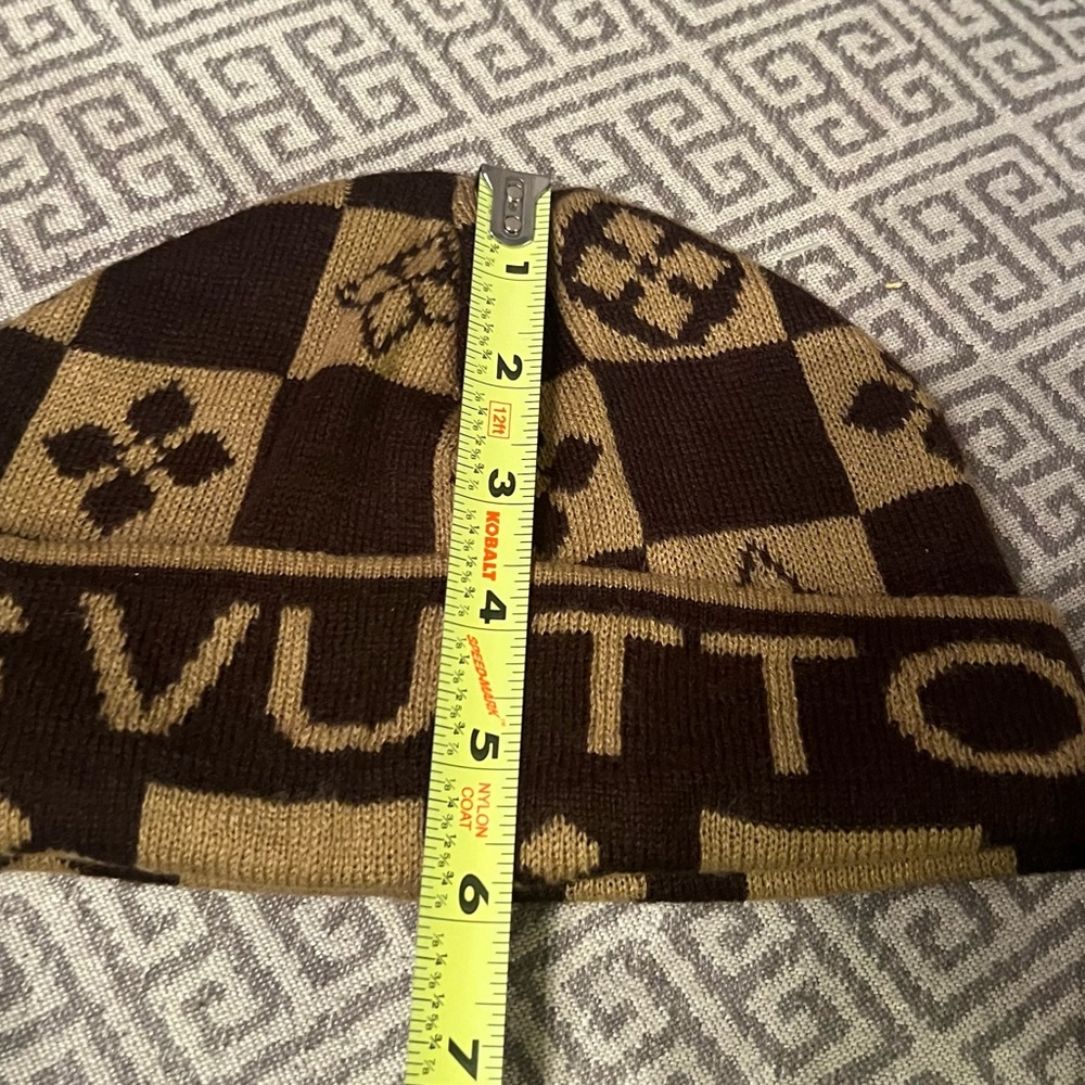 Louis Vuitton Monogram Checkered Beanie in Brown and Tan - Picture 3 of 6